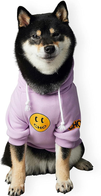 Smiley Dog Hoodie Stylish Dog Clothes Smiley Face Sweater Cotton Sweatshirt Fashion Outfit for Dogs Cats Puppy Small Medium Large (M, Purple)