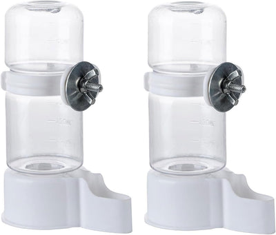 Automatic Bird Feeder and Water Dispenser, 2PCS Cage Accessories for Parrots, Budgie, Lovebirds, Parakeet, Cockatiel - Food Seed and Bottle Drinker (White 140Ml)