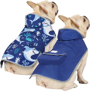 Reversible Dog Raincoat Hooded Slicker Poncho Rain Coat Jacket for Small Medium Large Dogs Ducks Yellow - L