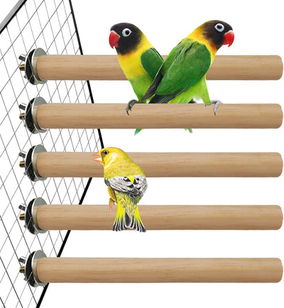 Bird Perch for Cage Parakeet Stand Bird Cage Accessories Natural Wood Perch 5 Piece Set for Birds Platform Stick Playground for Small and Medium Sized Birds Cockatiel Parrot Conure