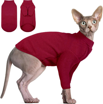 Sphynx Hairless Cats Shirt Pullover Kitten T-Shirts, Breathable Cat Wear Turtleneck Sweater Adorable Cat'S Clothes Vest Pajamas Jumpsuit